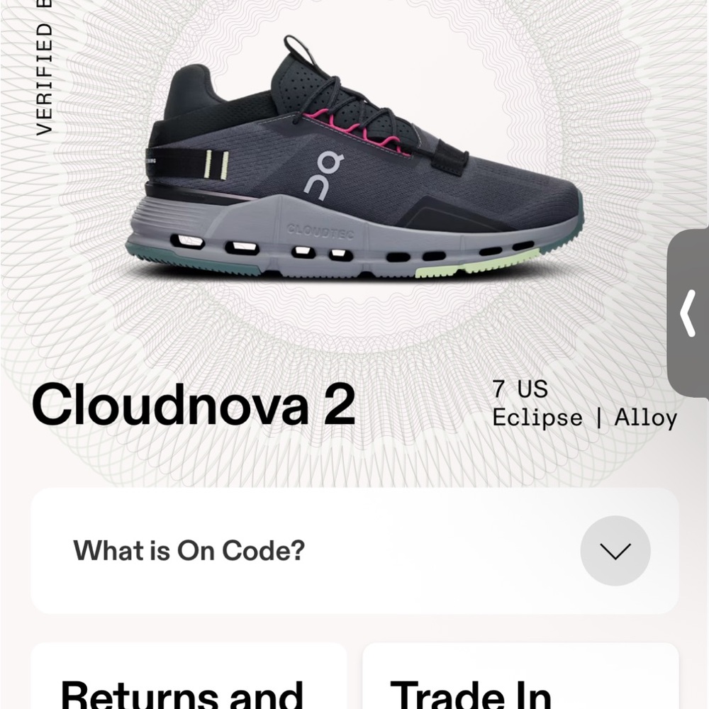 On Running Cloudnova 2 Eclipse Alloy Athletic Shoes